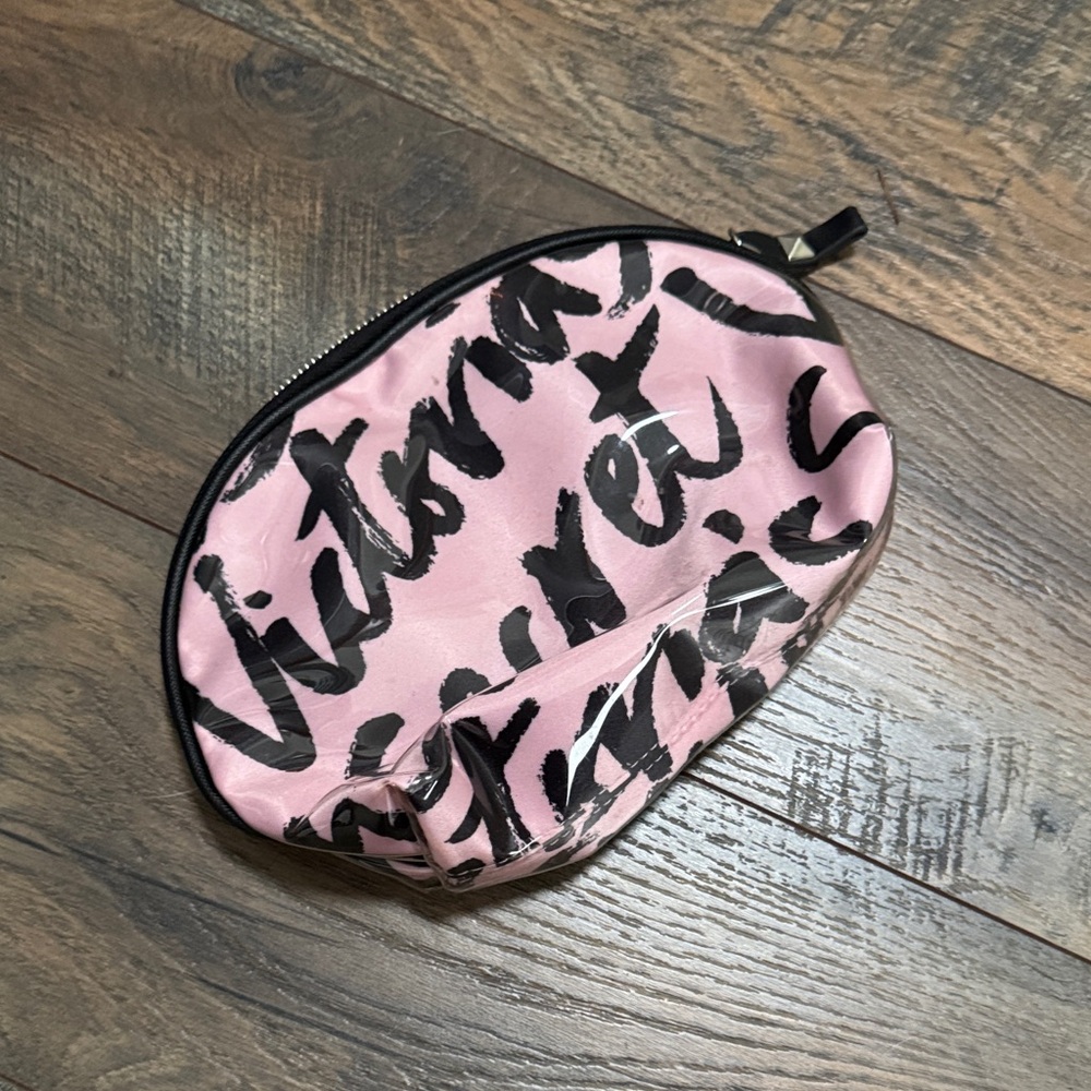 Victoria secret Pink Script Cosmetic Pouch with Black Trim